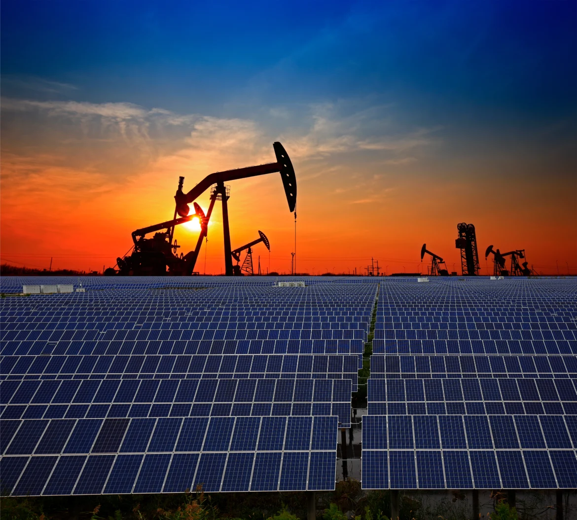 California oil rig and solar panels